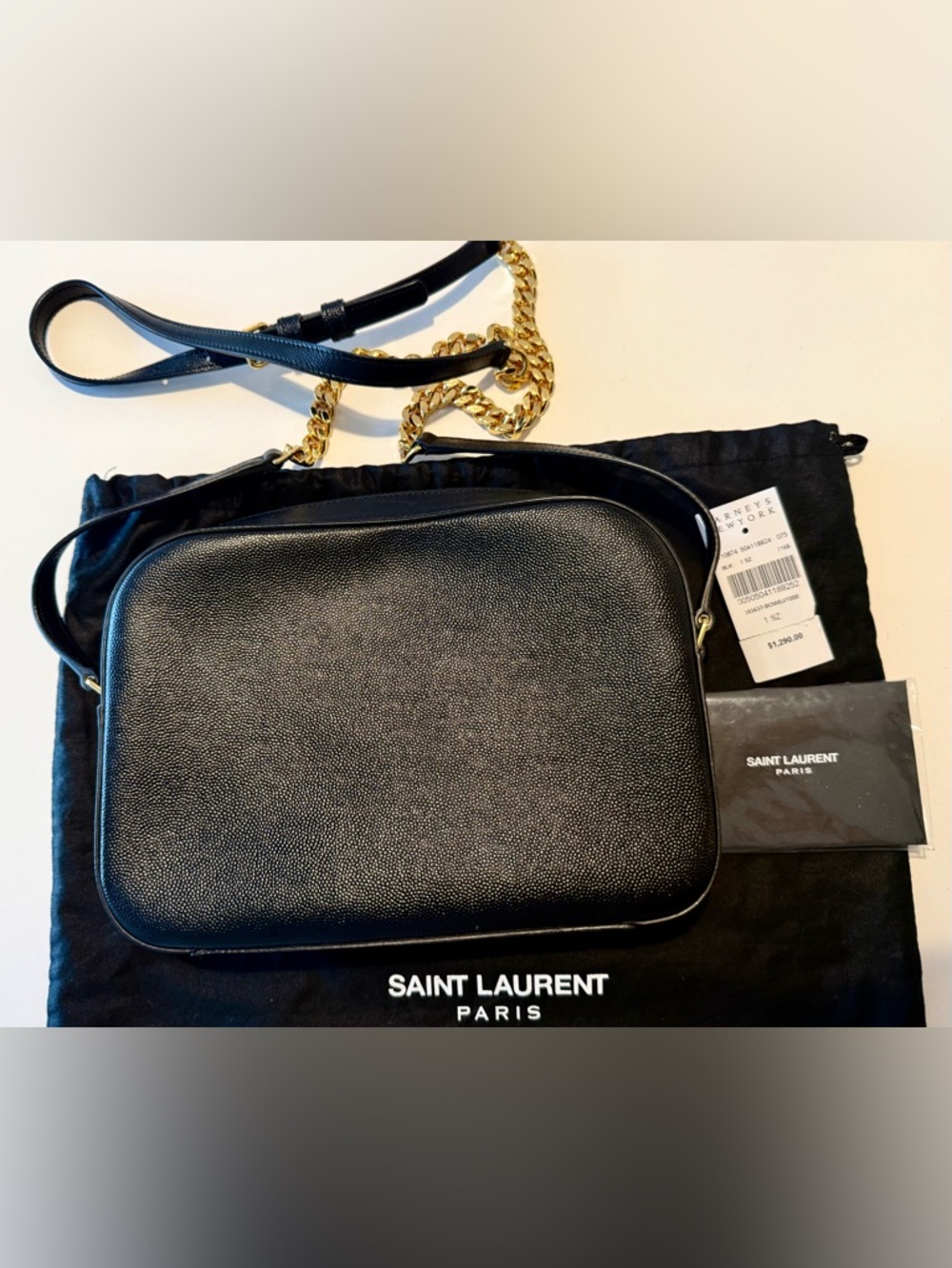 NWT Saint Laurent Black Leather Camera Bag with Gold YSL Logo - Picture 4 of 6